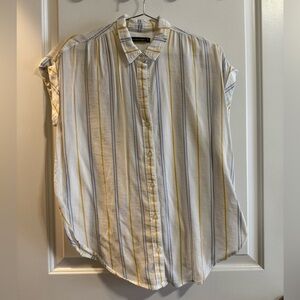 Abercrombie & Fitch Yellow and Gray Striped Button Down Shirt